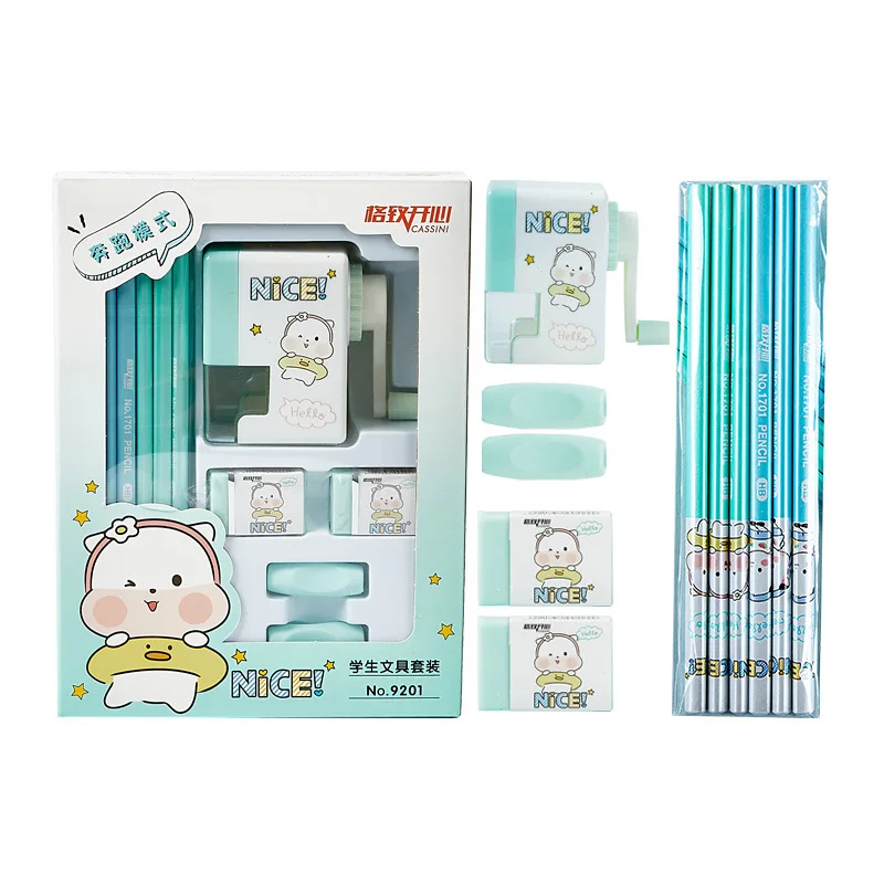 17 PCS Back to School Stationery Set For School Student Include Pencil Sharpener Eraser Pen Holder Cartoon Cute School Supplies