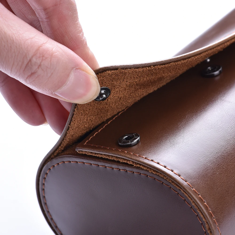 Juelong Black Saffiano Watch Roll Genuine Leather Travel Watch Roll Case For 3 Watches