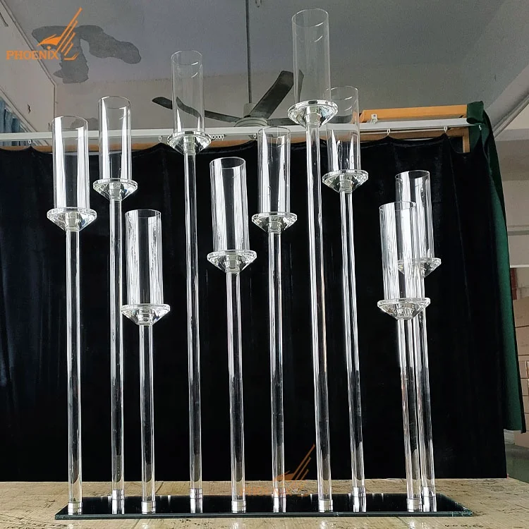 Factory Hot Sale 10 Arms Candle Holders Crystal Candelabra Centerpieces Glass For Wedding Decoration