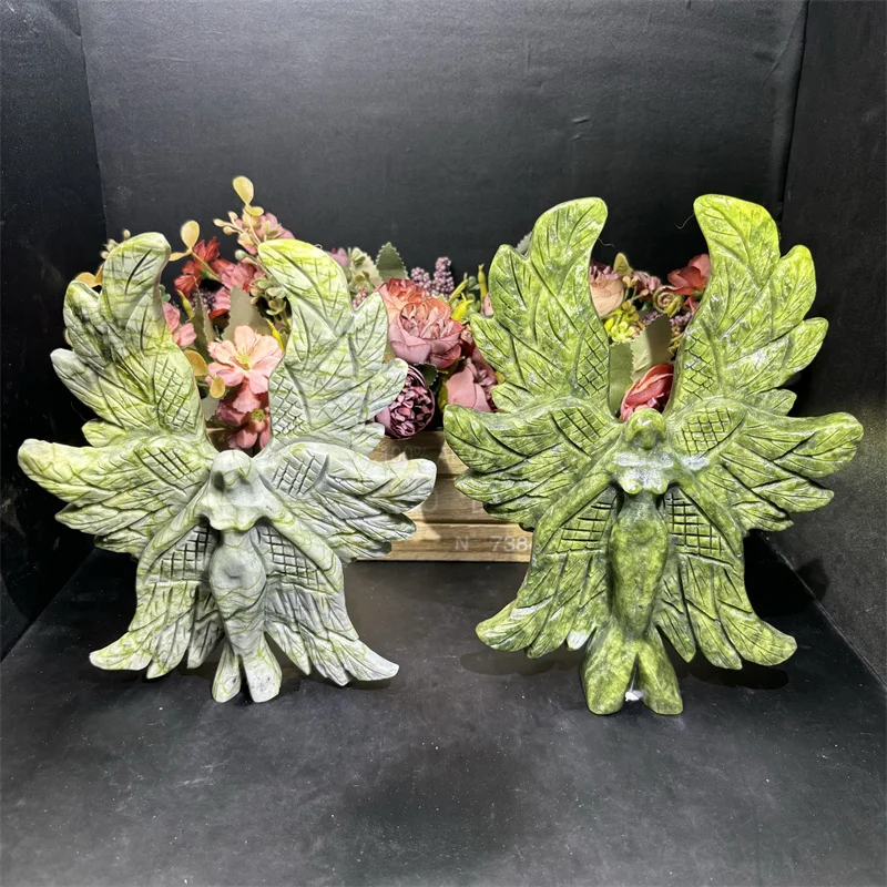 Wholesale Lovely Crystal Crafts Natural Crystal Healing Carving Angel Xiuyan Jade Seraph for Ornament