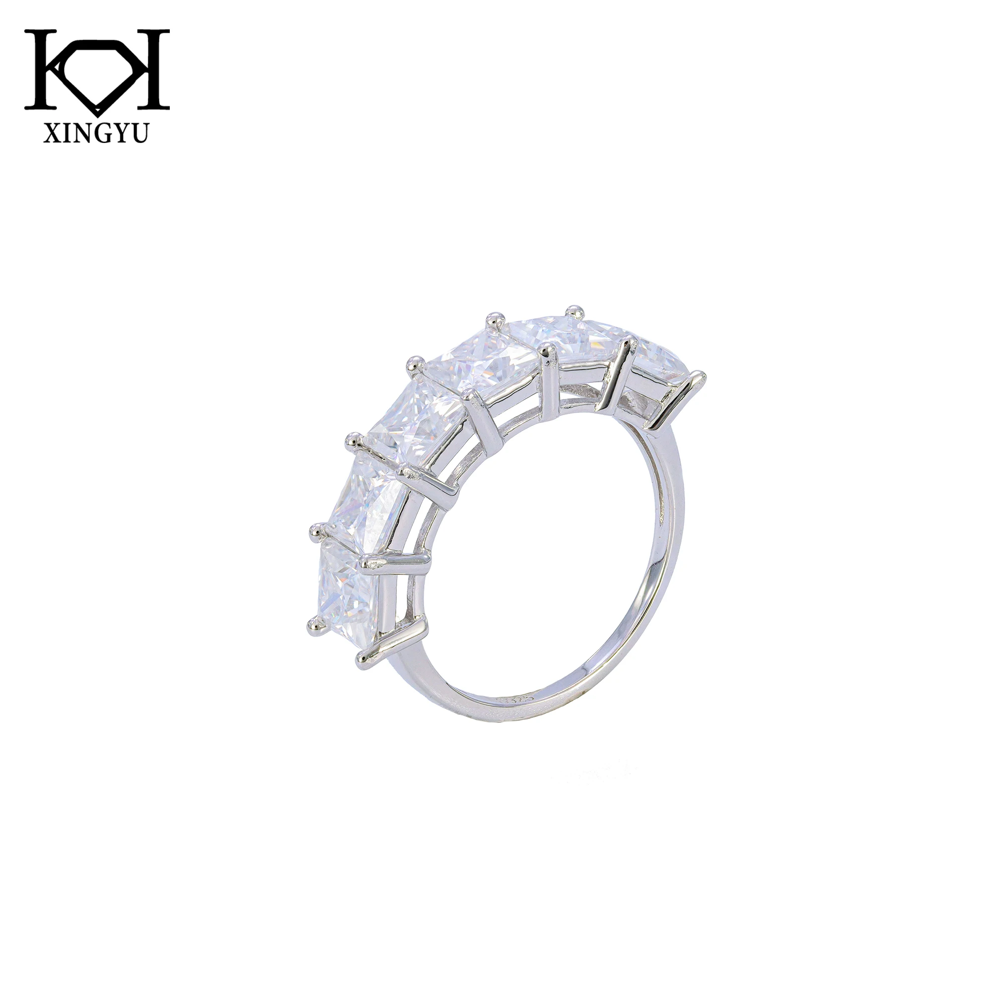 office flash square design s925 sterling silver moissanite ring