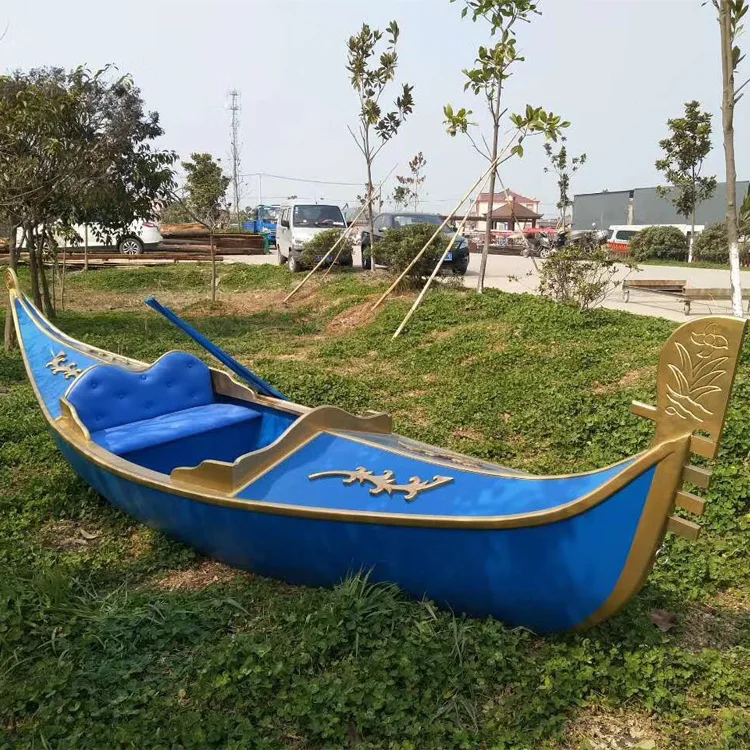 Factory  Exquisite Artistic Rowing Wood Gondola Boat for Hotel