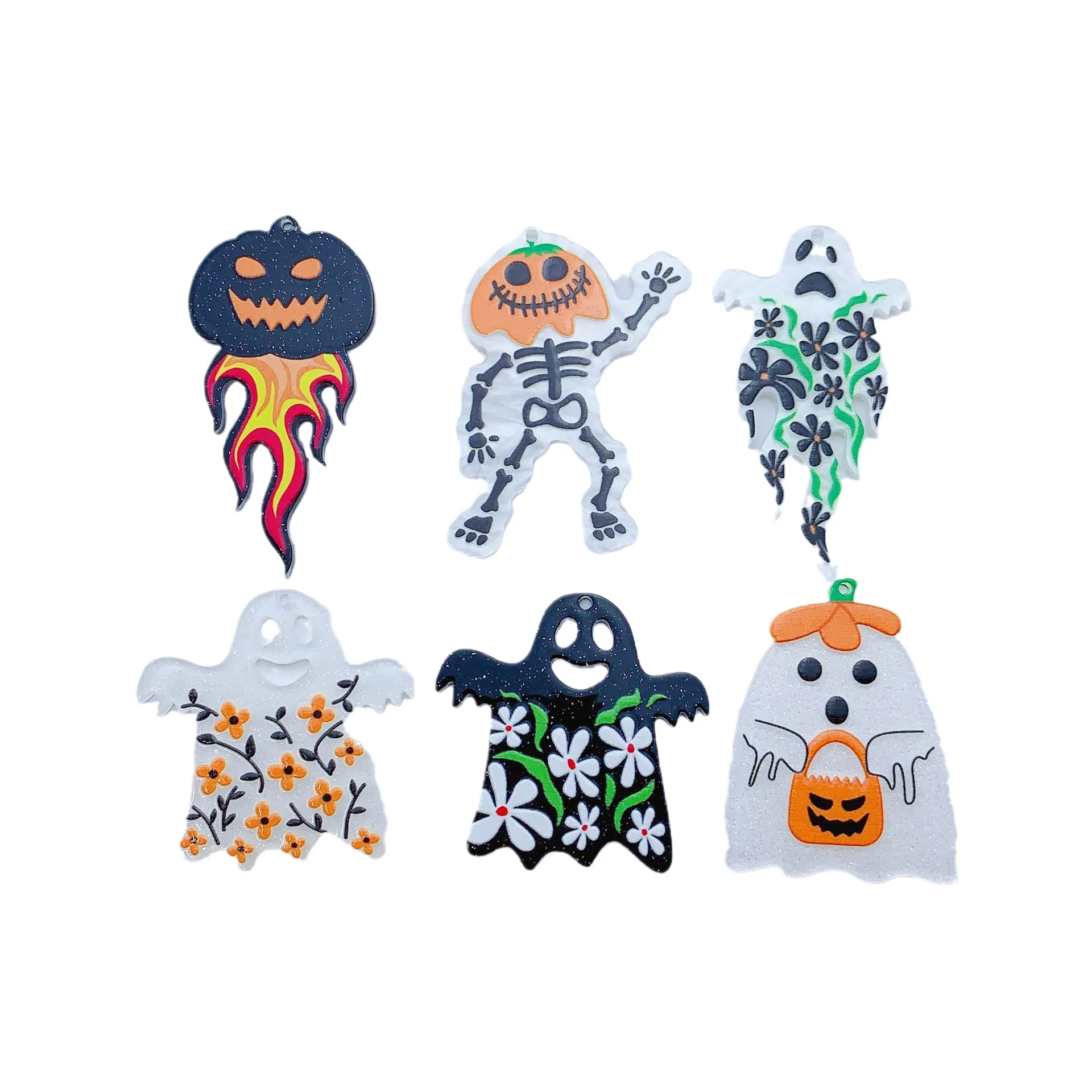 cheap wholesale Acrylic Halloween pumpkin Ghost Skull Head Pendant DIY Earrings Keychain Handmade Pendant Accessories Materials