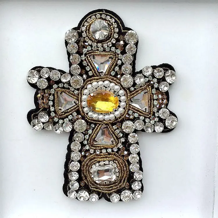 New wholesale heavy duty manual beaded clothing patch crystal cross anchor decoration shoes hats diy accessories