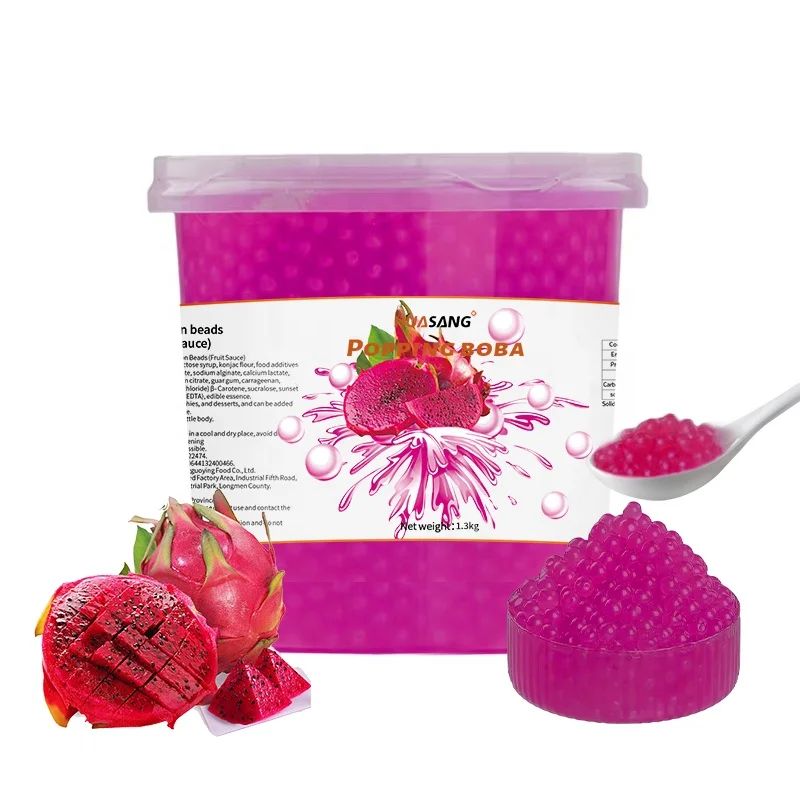 1.3kg Dragon fruit new flavor instant popping boba bursting fruit juice balls pop pearl for milk bubble tea ingredients