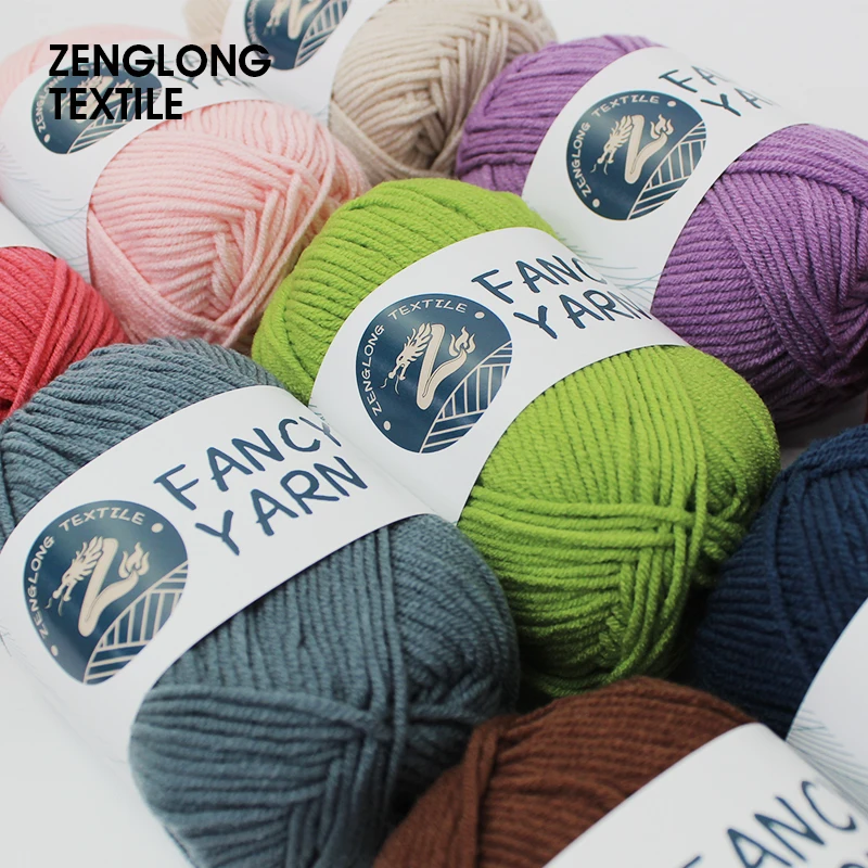 ZENGLONG 100% cotton 4ply 50g 62 colors knitting fancy yarn dyed milk cotton wool crochet 4 ply knitted yarn