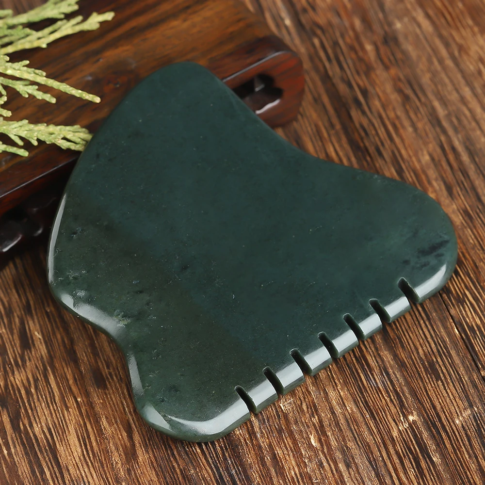 Nephrite Jade Gua Sha Tool GREEN NEPHRITE JADE FACIAL GUA SHA HIGH QUALITY Cosmic Stone Sculpting Massage Tool