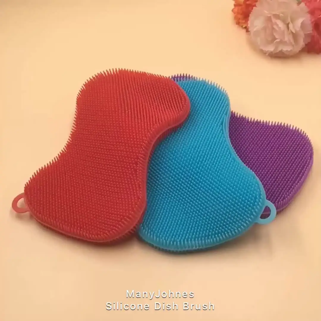 Wholesale Silicone Sponge Dish Washing Kitchen Scrubber Household Sponge Dishwashing Brush Silicone Dish Scrubber