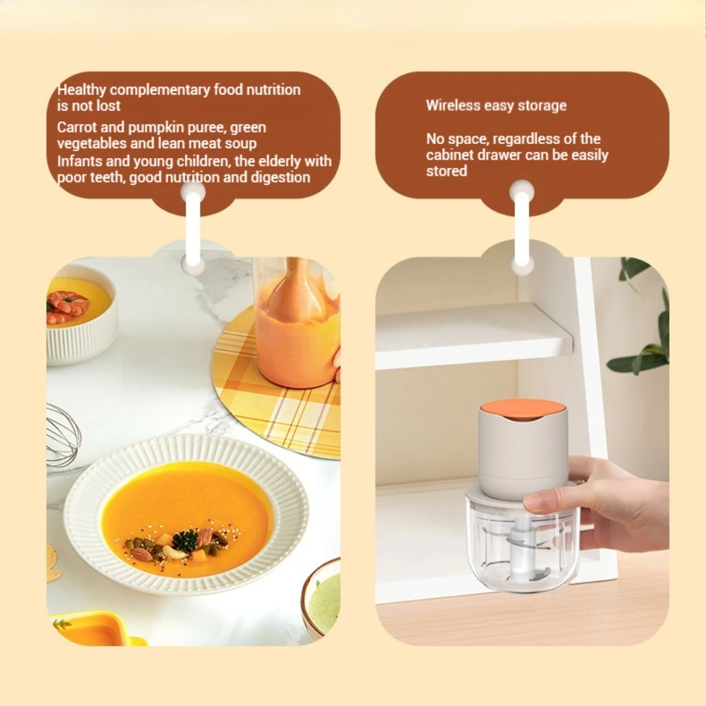 Factory Custom Slap Control 600Ml Vegetable Chopper Kitchen Garlic Vegetable Meat USB Rechargeable Mini Electric Food Chopper