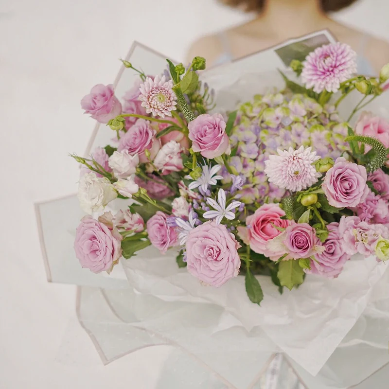 
New design Golden edge Flower wrapping paper waterproof florist plastic wrapping paper for flower 