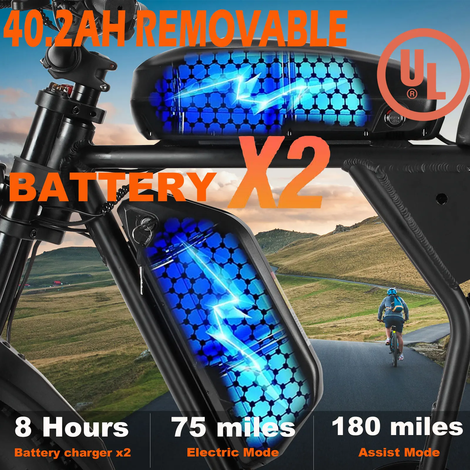 US Stock SMLRO U8 2000W 40.2AH Electric Bike Dual  Motor 7 Speed Gears Disc Brake System Aluminum Alloy Frame for Adults