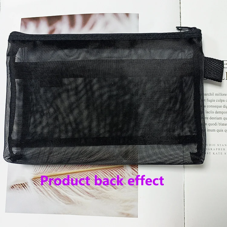 Простая переносная нейлоновая сумка для карандашей INS wind, прозрачная сетчатая Песочная черная сумка для студентов для осмотра, складная сумка для карандашей на 2 молнии с двумя молниями