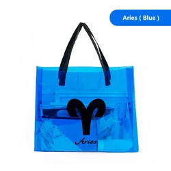 customized 12 constellations big size waterproof transparent pvc travel tote bags clear shopping bag
