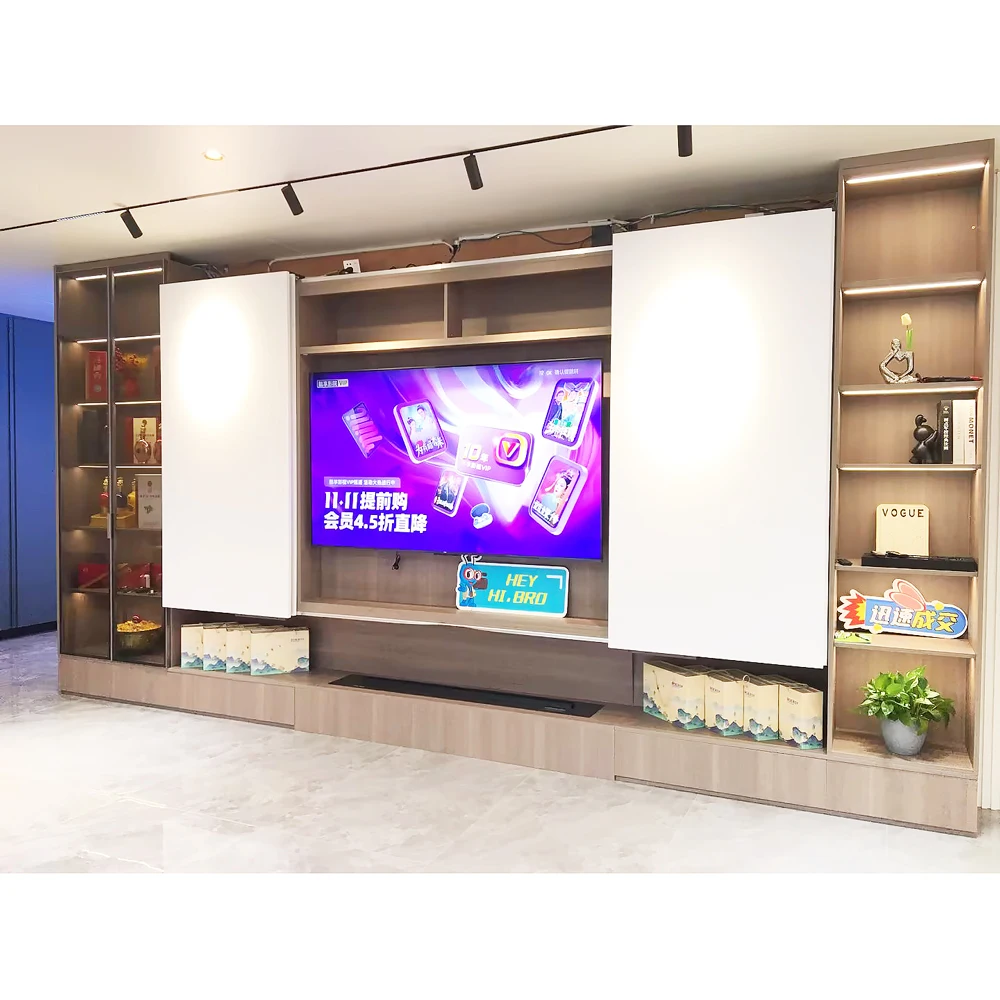 ROEASY modern wooden sliding door tv cabinet automatic door cabinet furniture design home furniture modern design
