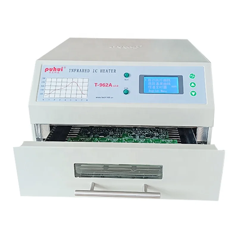Puhui Reflow Oven T-962A V2.0 1500w Mini Desktop Reflow Oven 300*320mm  Infrared BGA SMD SMT Rework Station