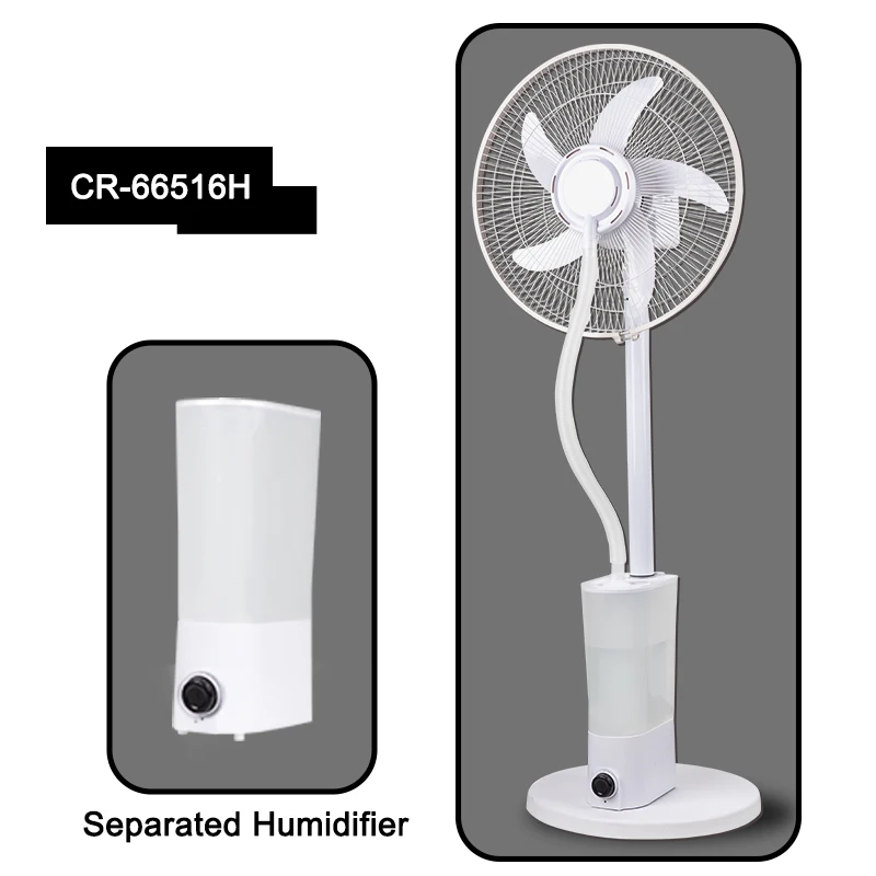 CHANGRONG 16 Inch Rechargeable AC/DC Stand Fan with AC water mist function and USB Output DC Input solar charging