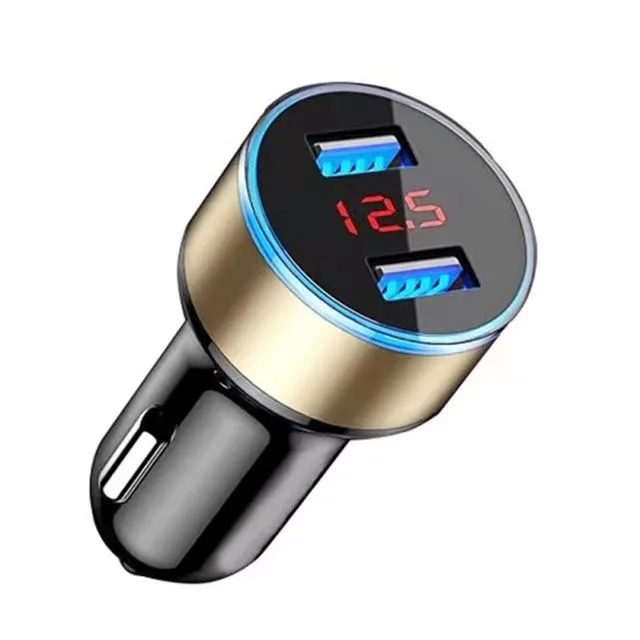 Dropshipping Hot Sale High Quality 5V 2.4A Dual USB Port Quick Usb Car Charger With Led Display fast charging type c charger