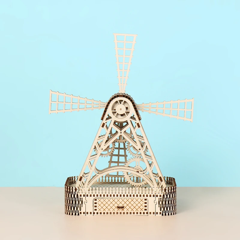 Large wind turbines Desk Decoration Assembly puzzle DIY assembly toys wooden puzzle 3D for kids