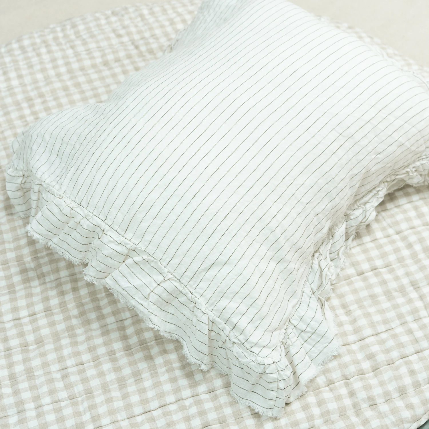 design custom size logo pillow top couch 100% linen natural striped linen pillow cover pure linen pillowcases