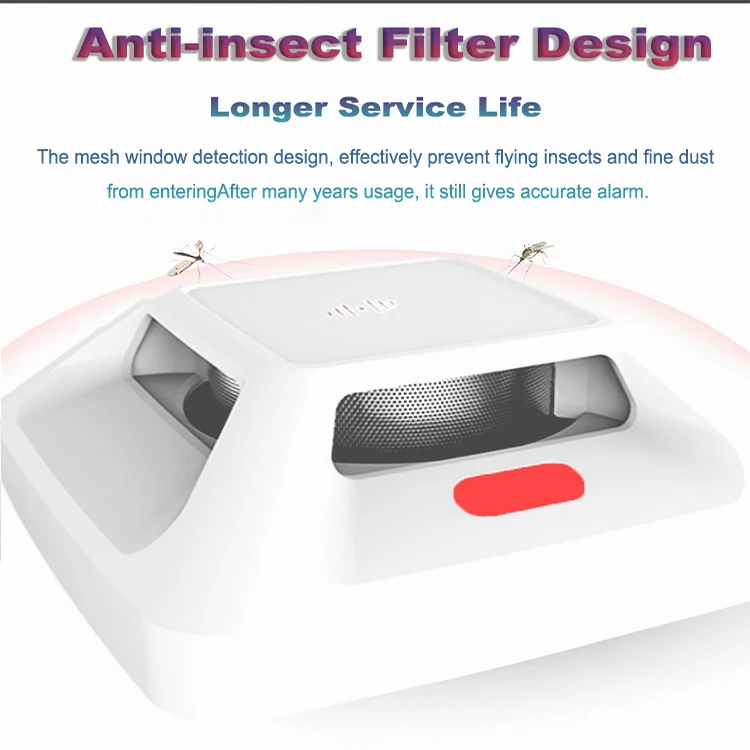 Cian Factory Wholesale AA Battery Powered Fire Alarm Smoke Detector With Dedicated Chip Sensor High Decibel Sound And Flashing