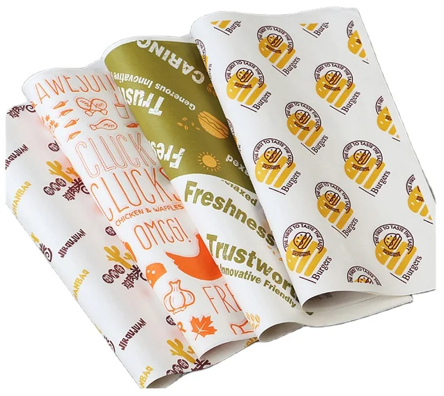 
Wholesale printed logo fast food greaseproof paper sandwich wrapping wax paper burger fried chicken food grade wax paper 