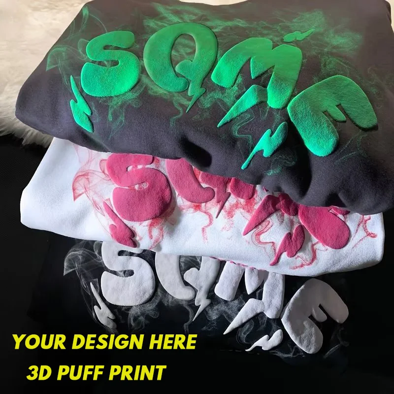 High Quality Heavyweight Puff Printing Distressed Hoodie Unisex Custom Logo Oversize Men print on demand Hoodies Manufacturers