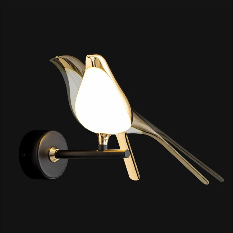 New Creative Design Nordic Indoor Decorative Aluminum Acrylic Bird Gold Led Wall Lamp