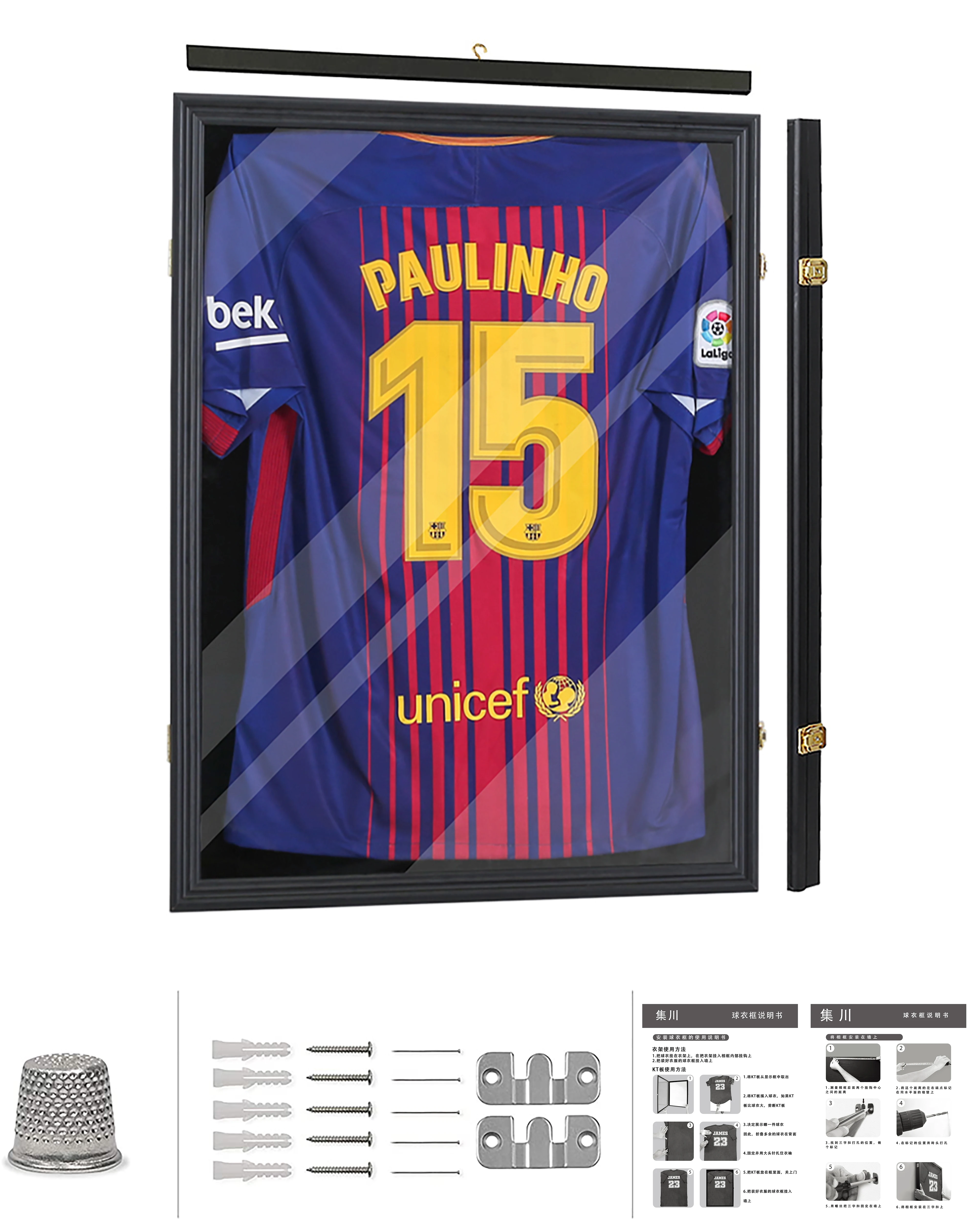 Custom wood black wall mounted Lockable 98% UV protection acrylic Basketball Hockey  jersey shadow box frame jersey frame