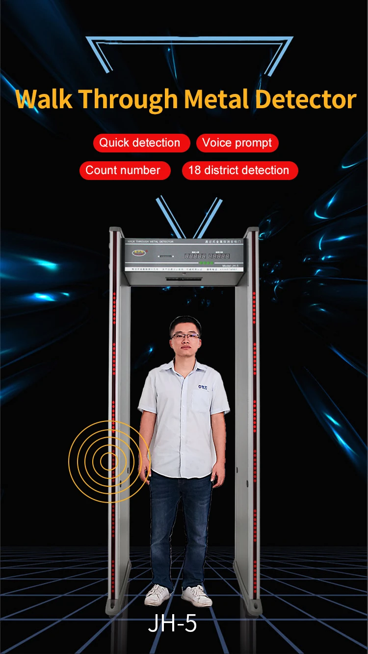 Metal Detector With Temperature Sensor, 6 Zone Security Door, Factory Price,