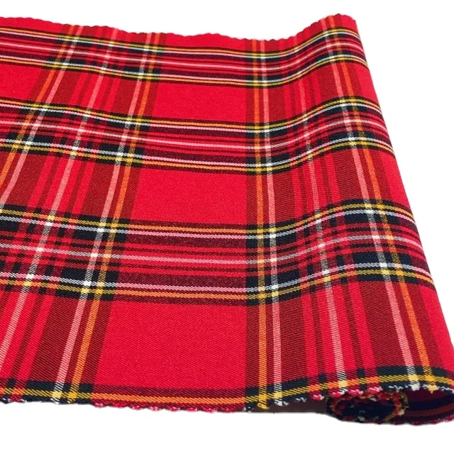 
Классический красный шотландский тартан пряжи warp стрейч bengaline Ткань Женские брюки и платья 