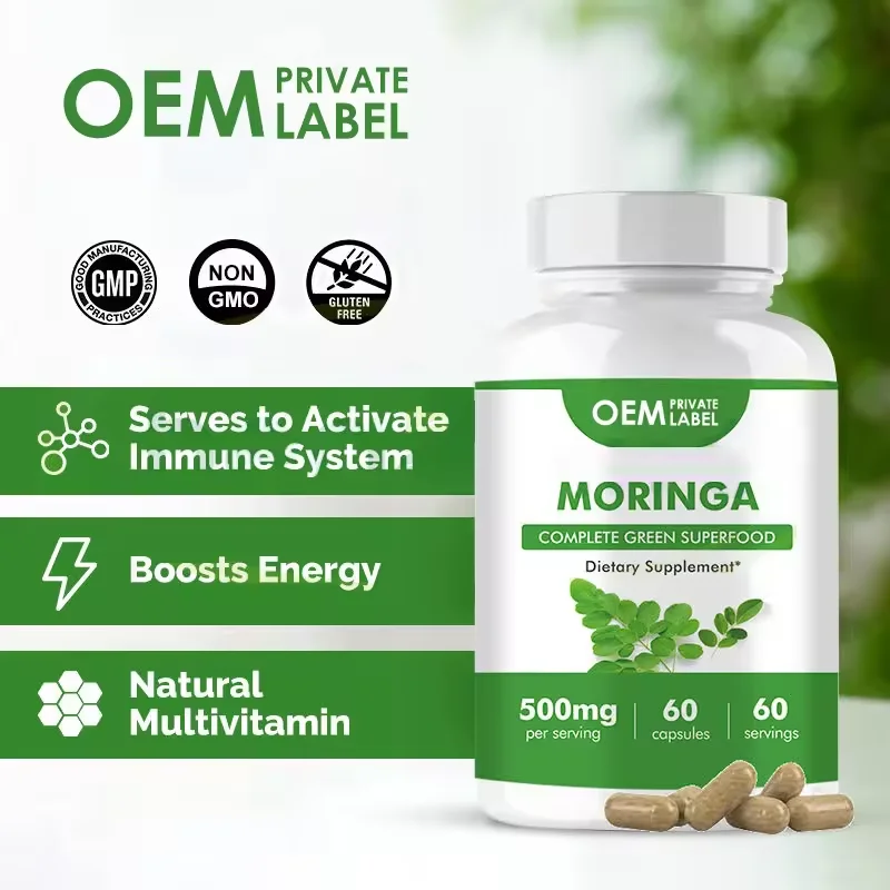 Biocaro OEM Private Label Moringa Leaf Extract Capsule Metabolism Immune Support Moringa Powder Moringa Oleifera Capsules