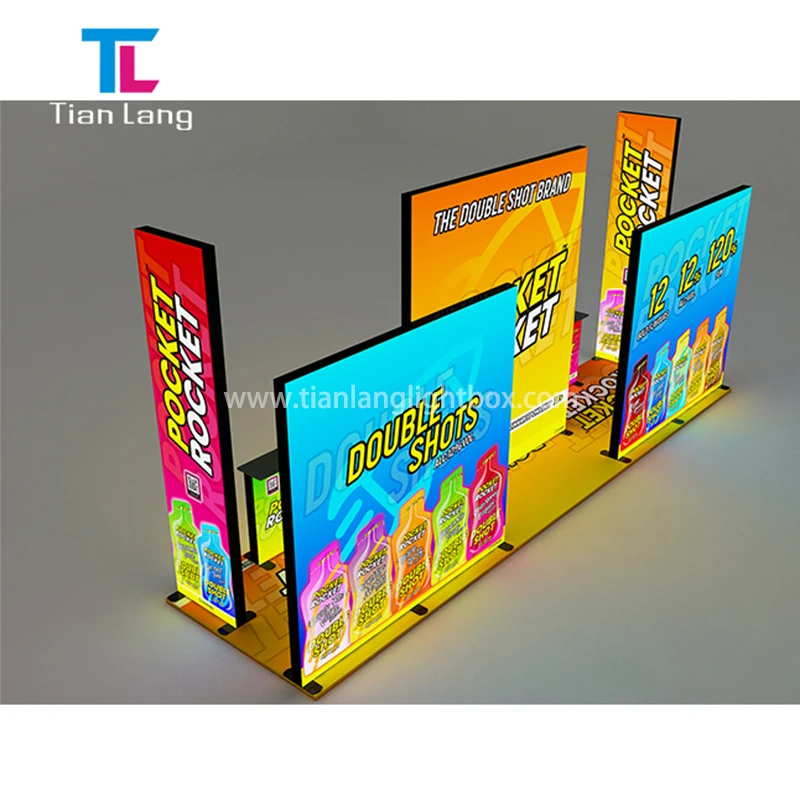 Gorgeous Portable Trade Show Display Booth Designs For Clothing Shop Exhibition Booth Display Light Box