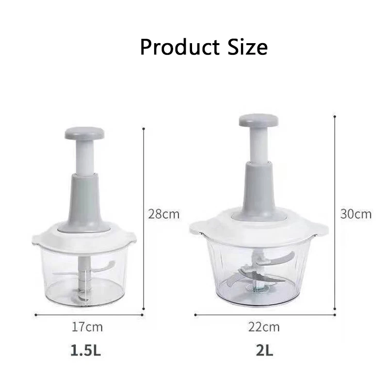 2024 Hand-Operated Steel Onion and Vegetable Chopper Plastic PP Meat Grinder for Kitchen Use for Home and Fruit Processing
