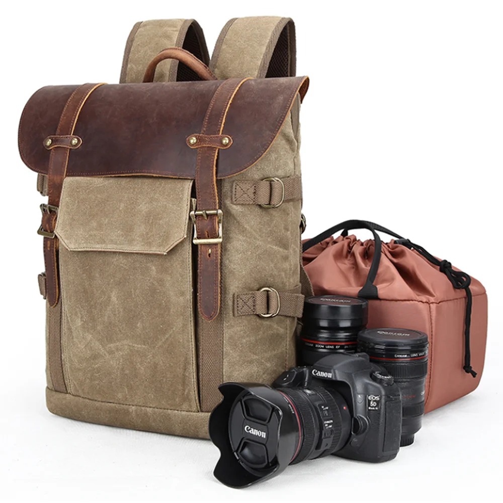 Waterproof Big Capacity  Leather Canvas  Laptop Backpack Made in China