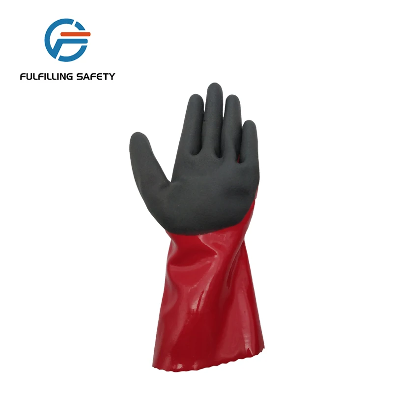 Fully coating smooth 15 gauges seamless liner china industrial vinyl pvc glove with long sleeve