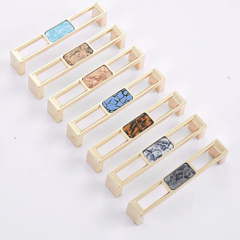 Zinc Cabinet Big Brass Knob Kitchen Door Marble Handle,Natural Marble With Solid Brass Furniture Handle