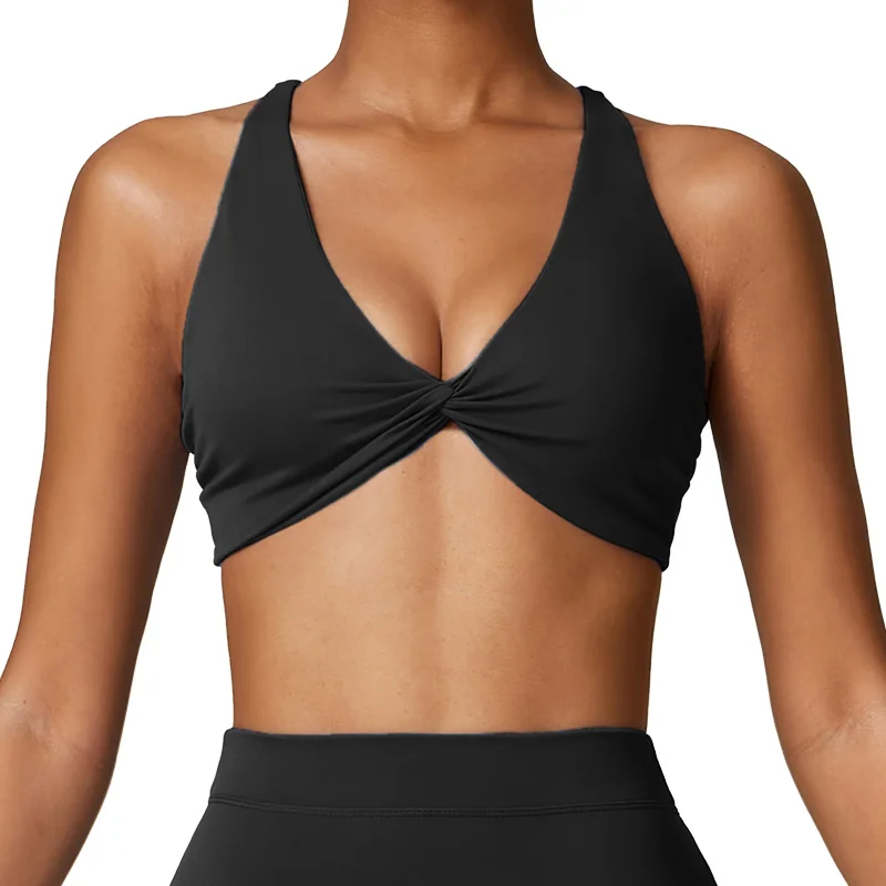 CWX8449 Naked Feeling Tight Yoga Twist Bra Outdoor Running Cross Back Sports Bra