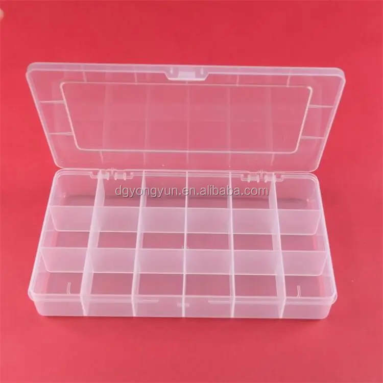 Wholesale 21cm clear plastic tool divider case with 18 compartment box