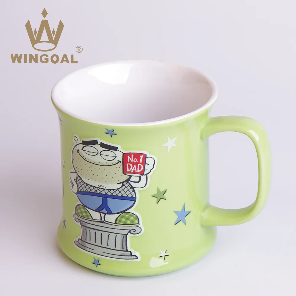 Light green cartoon mugs Big glass of water Big cup Large cup tea mugs manufacturer wholesale