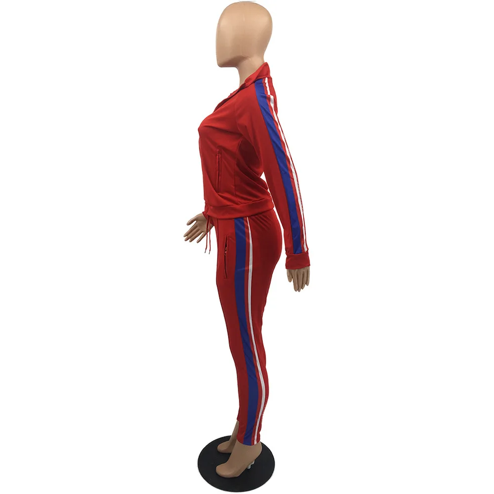 Fall Spring 2021casual Women Lady Zipper Long Sleeve Tracksuit Fitness 2 Two Piece Outfits Jogger Pants Set For Women Clothing