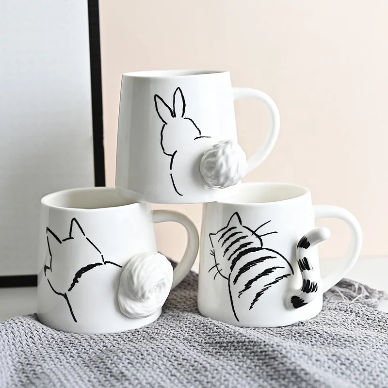 Creative Animal Coffee Mug Cute Dog and Cat Ceramic Mug