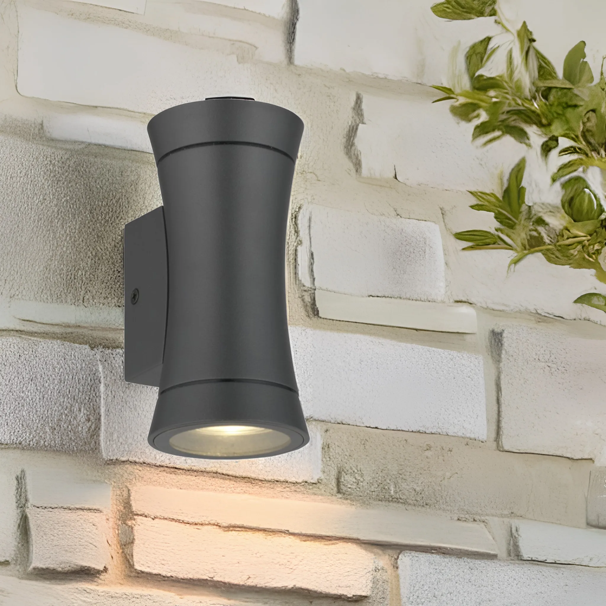 Landscape black die- cast aluminum small waist outdoor garden wall light gu10 ip44 up down