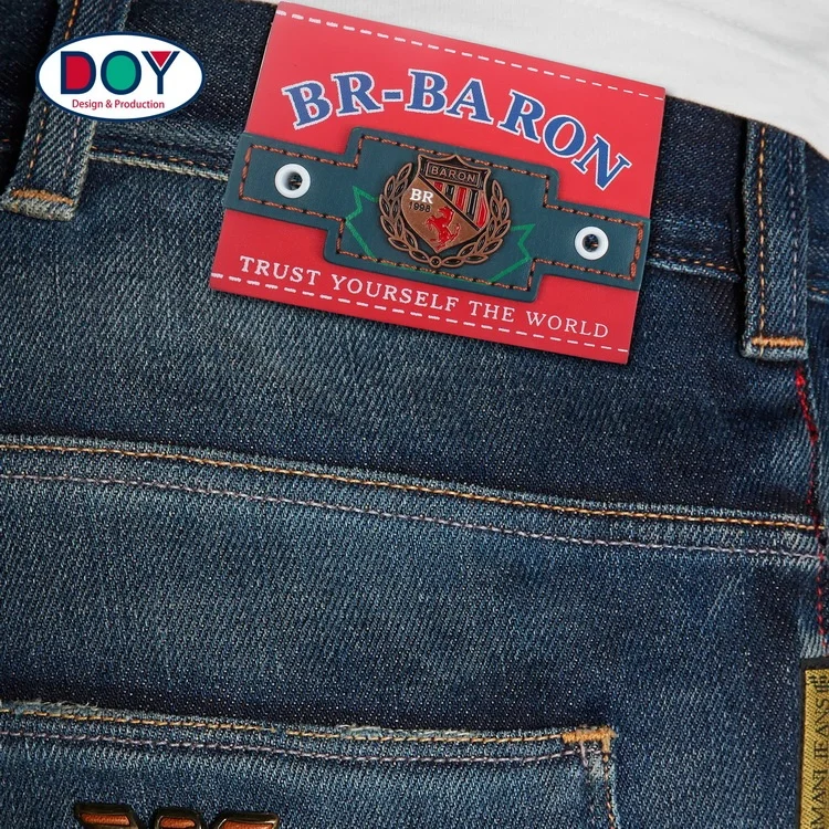 Handmade Patches Maker Custom Printing Name Fake Leather Denim Labels with Metal Stamping Logo