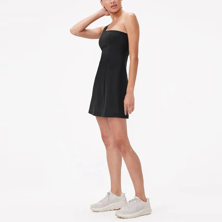 Custom One Shoulder Fashion Ladies Tennis Wear Design Fitness Sexy Polyester Women Tennis Dress