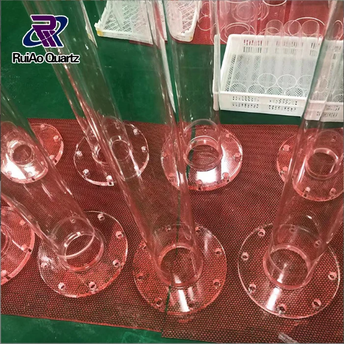 Customized transparent quartz flange tube with bottom quartz glass pipe with factory price