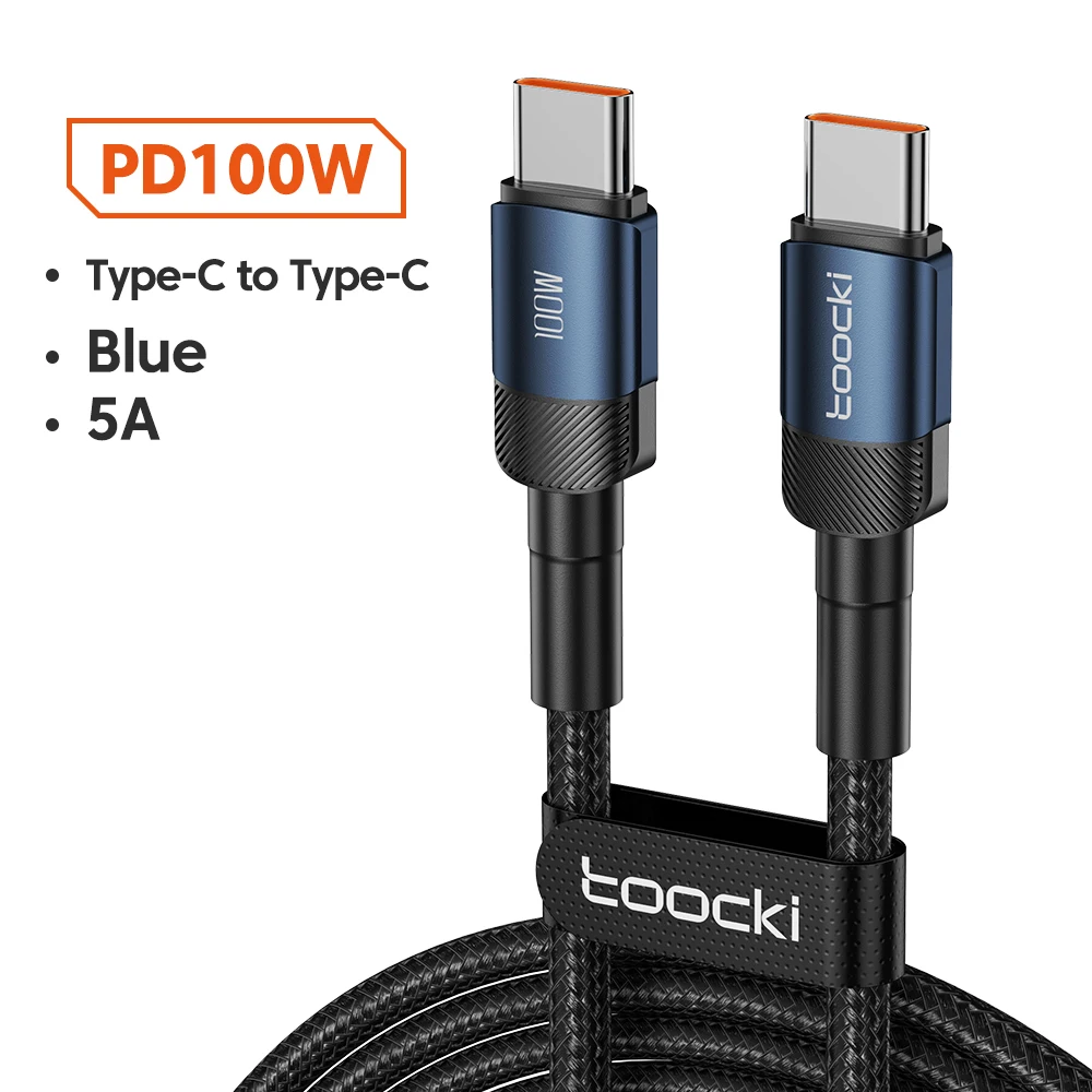 5A Super Fast Usb C Cable Toocki Quick Charge 3.0 100W Nylon Braided Usb C To Usb C Charging Cable