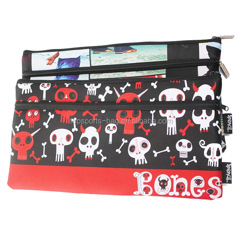 Skull Factory Custom ruler Private Label Neoprene Stationery Bag Pen Pouch