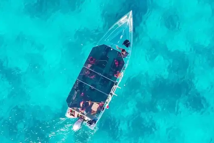 SUNLIFE 100% clear transparent boat see through boat crystal boat for yacht club ocean tour with long bench engine canopy