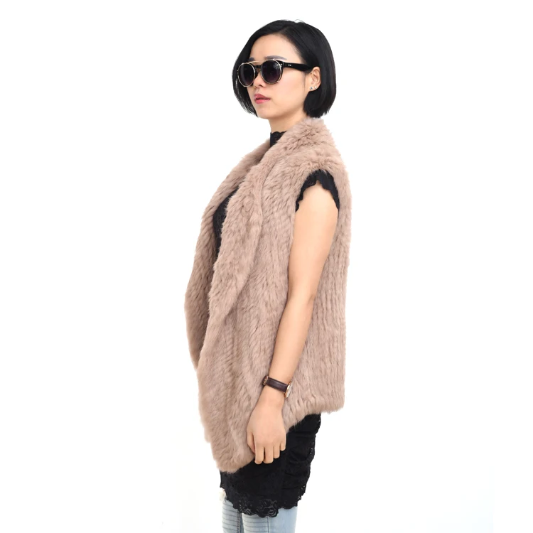 Real women rabbit fur vest top quality from china factory knit rabbit fur vest