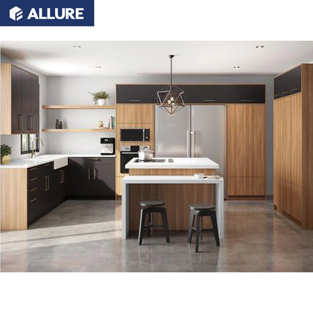 Allure flat pack prefabricated complete waterproof metal new model modern kitchen cabinet sets guangdong sale in lahore